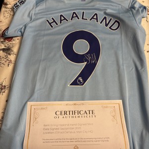 Erling Haaland Signed Replica Manchester City Shirt With Authentication for sale on Ebay