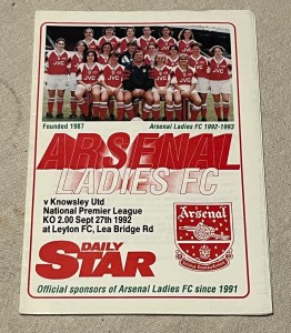 1992 Arsenal Ladies v Knowsley Utd football programme for sale on Ebay