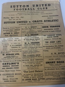 Sutton United v Grays Athletic Athenian League Match Programme Season 1960-1961 for sale on Ebay