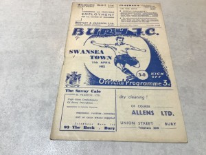 Bury v Swansea Town 1951/52 Division 2 - 11th April 1952 for sale on Ebay