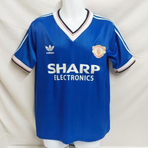 MANCHESTER UNITED Away 3rd Football Shirt 1982 1983 Blue MED Vintage Retro 80's for sale on Ebay