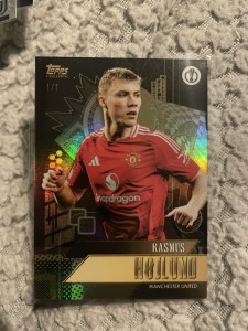 Rasmus Hojlund Manchester United 1/1 Topps Gold Box for sale on Ebay