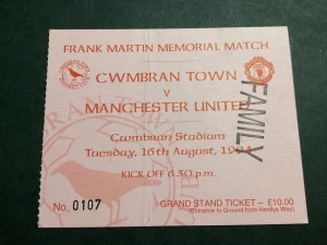 Cwmbran Town v Manchester United friendly ticket stub 16TH August 1994 for sale on Ebay