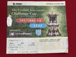 1996 FA Cup Final Ticket Stub Manchester United v Liverpool, Wembley for sale on Ebay