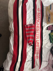 Vintage Manchester United Clothing. 2 Scarves And One Bobble Hat. Around 1970s for sale on Ebay