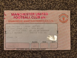 Manchester United v Leeds United FA Cup Ticket 5th Rd 1995 for sale on Ebay