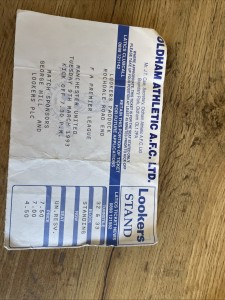 Oldham Vs Manchester United Premier League 1992-1993 Ticket Stub for sale on Ebay