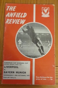 LIVERPOOL V BAYERN MUNICH EUROPEAN CUP WINNERS CUP PROGRAMME  1971/72 for sale on Ebay