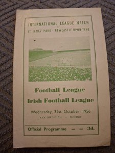 Football League v Irish Football League programme. 31/10/1956  at Newcastle  for sale on Ebay