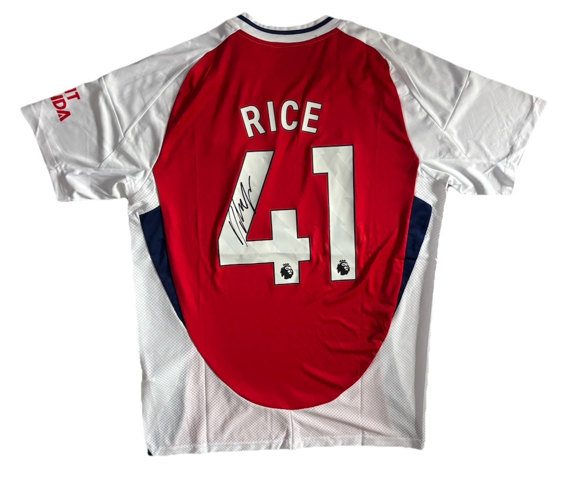 DECLAN RICE Hand Signed 24/25 Arsenal HOME Large Football Shirt RARE Proof/COA for sale on Ebay