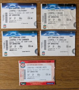 Liverpool FC 5 European home tickets 2006/07 for sale on Ebay