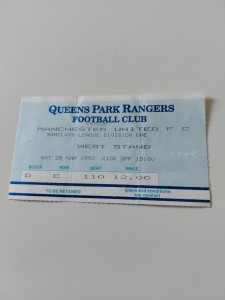 QPR v MANCHESTER UNITED FOOTBALL TICKET DIVISION ONE 28TH MARCH 1992 for sale on Ebay