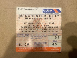 Manchester City v Manchester United 1989/90 Division One League Ticket for sale on Ebay