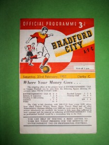 BRADFORD CITY V DERBY COUNTY (POST ) 23-02-1957 for sale on Ebay