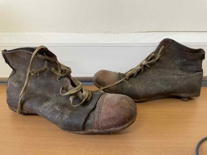 Vintage 1940s Pair Of English Studded Leather Football Cleats Boots. Size: 8. for sale on Ebay