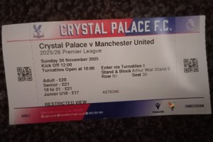 Manchester United Vs Crystal Palace 2025 Paper Ticket for sale on Ebay