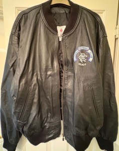 GLASGOW RANGERS F C LEATHER JACKET OFFICIAL 1990S MERCHANDISE ADULT XL MINT for sale on Ebay
