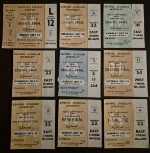 1966 World Cup Ticket Stubs. 9 tickets including final, plus wallet for sale on Ebay