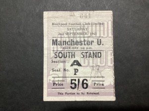 Old Blackpool v Manchester United Ticket stub 1961 2nd September for sale on Ebay