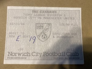 Norwich v Manchester United 1986/ 87 Division One League Ticket for sale on Ebay