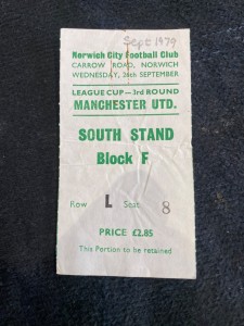 Norwich v Manchester United 1979/80 League Cup Ticket for sale on Ebay