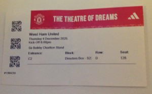 Manchester United v West Ham United 2025/26 MATCH TICKET for sale on Ebay