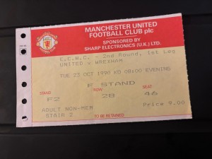 1990 TICKET STUB ECWC MANCHESTER UNITED MAN UTD V WREXHAM 23/10/90 OLD TRAFFORD for sale on Ebay