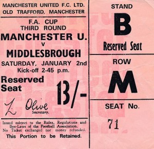 TICKET: Manchester United v Middlesbrough (FA Cup) 1970/1971 for sale on Ebay