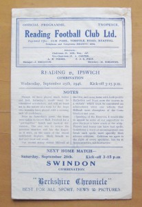 READING v IPSWICH TOWN Reserves 1946/1947 Fair/Good Condition Football Programme for sale on Ebay