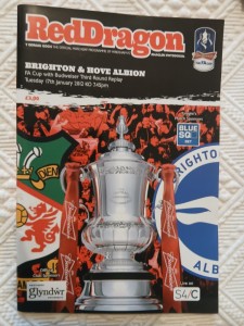 WREXHAM v BRIGHTON & HOVE ALBION FA cup third round replay 17 January 2012 for sale on Ebay