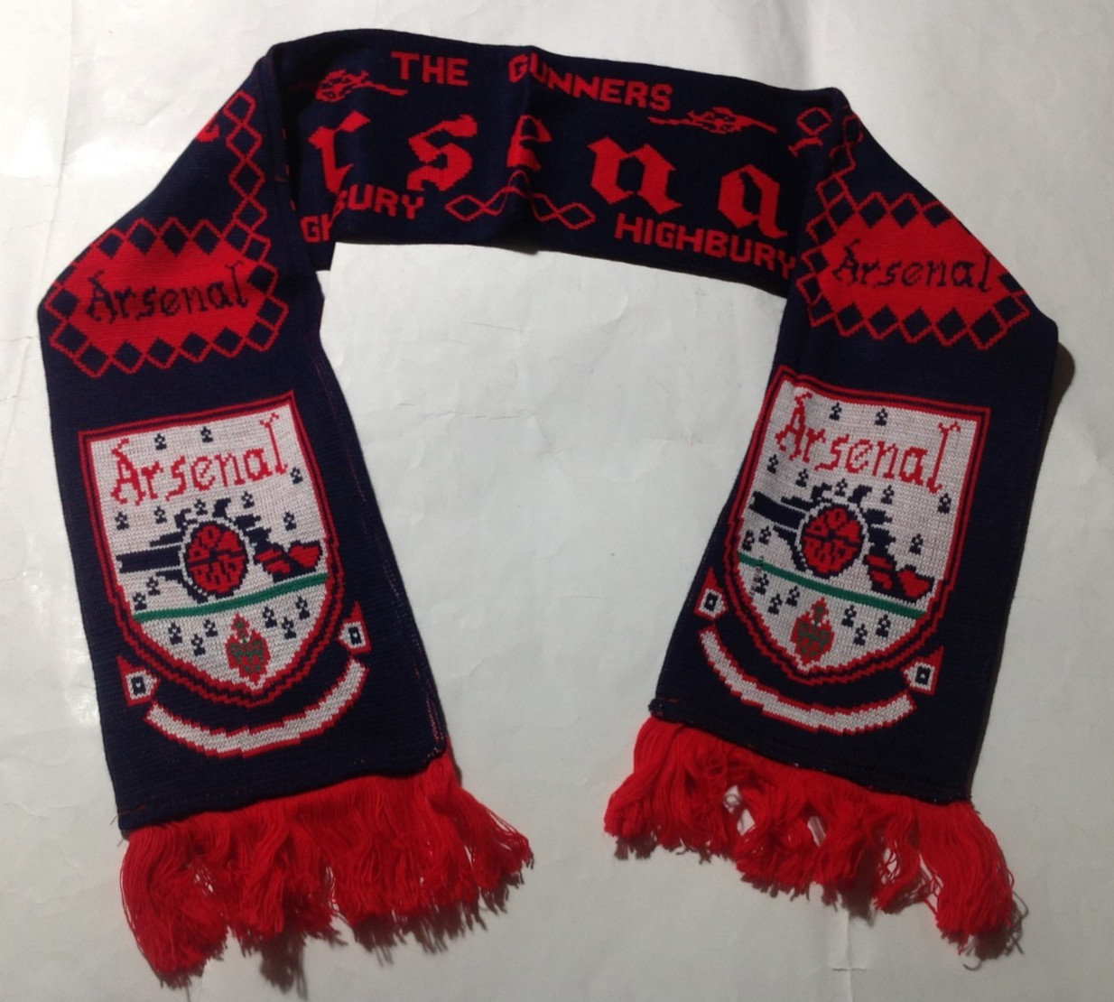 Arsenal FC vintage 2000s knitted JACQUARD MATCH SCARF by POLLARD SPORTS for sale on Ebay