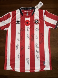 SIGNED OFFICIAL SHEFFIELD UNITED POPPY SHIRT 25/26 BLADES CHRIS WILDER PROOF  for sale on Ebay