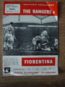 1961 EUROPEAN CUP WINNERS CUP FINAL : GLASGOW RANGERS v FIORENTINA for sale on Ebay