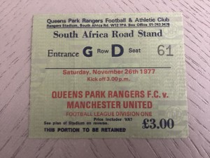 Queens Park Rangers v Manchester United ticket stub 1977 November 26th for sale on Ebay