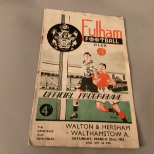 1951/1952 FA Amateur Cup Semi Final Walton & Hersham Walthamstow Avenue @ Fulham for sale on Ebay