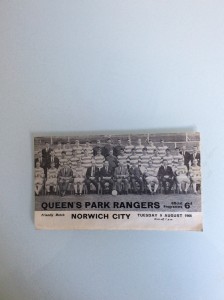 QUEENS PARK RANGERS V NORWICH CITY 09.08.1966 FRIENDLY MATCH for sale on Ebay
