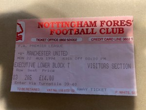 Nottingham Forest v Manchester United 1994 /95  Premier League Ticket for sale on Ebay