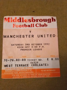 Middlesbrough v Manchester United 3 October 1992 Ticket Stub for sale on Ebay