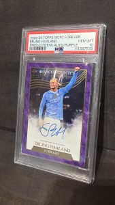 2024 Topps Manchester City Forever Erling Haaland Autograph Purple 12/25 Psa 10 for sale on Ebay