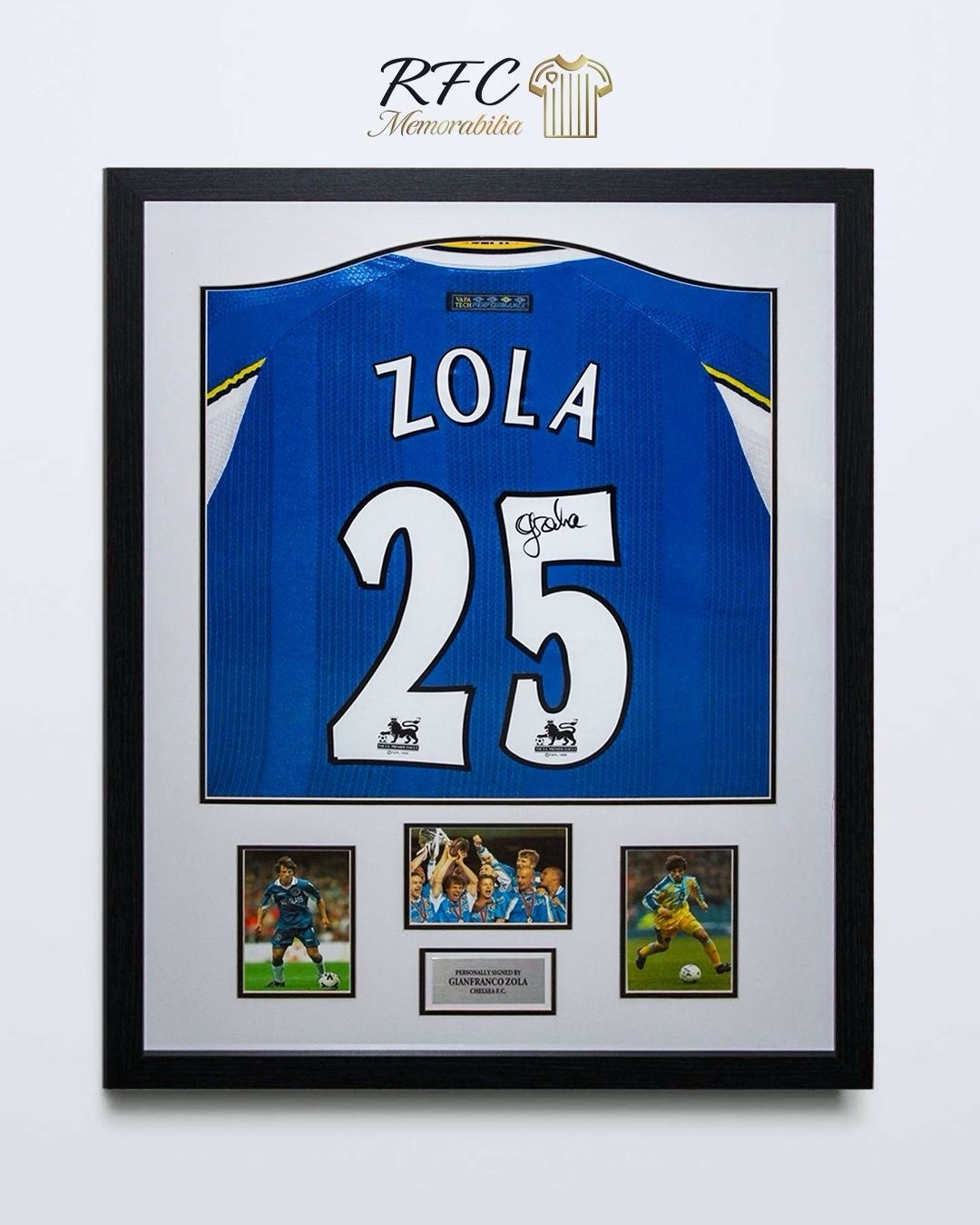 Gianfranco Zola Hand Signed #25 Chelsea Retro Shirt Framed With COA + PSA for sale on Ebay