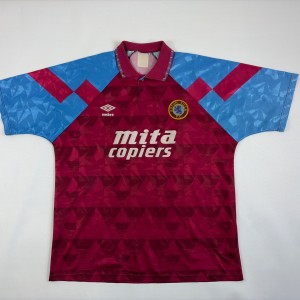 ORIGINAL Aston Villa FC white home SHIRT 1990 extra large UMBRO for sale on Ebay