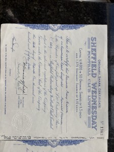 Sheffield Wednesday ordinary share certificate 1955 - 2 of for sale on Ebay