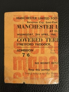 Manchester United Ticket Stub - 1966 European Cup Semi Final. for sale on Ebay