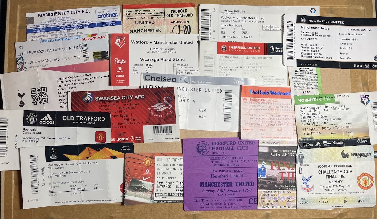 40 Manchester United Ticket Stubs, European, Friendlies, Cup, League, Finals for sale on Ebay