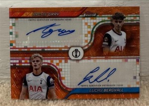 2024-25 Topps Finest UCC Archie Gray Lucas Bergvall Tottenham Dual Auto /25 for sale on Ebay