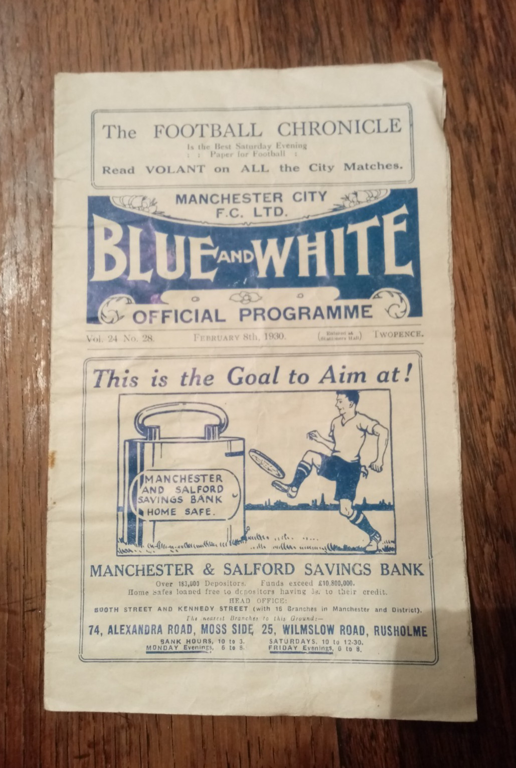 Vintage Blue and White Football Programme Manchester City Vol 24 No 28 Feb 1930 for sale on Ebay