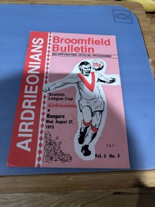 AIRDRIE v RANGERS AUG 1975 LEAGUE CUP for sale on Ebay