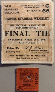 1947 Charlton Athletic v Burnley FA Cup Final Wembley Ticket c/w train ticket for sale on Ebay