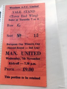 Man United V  Wrexham A.F.C European Cup Winners Cup ticket for sale on Ebay