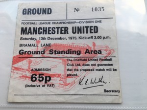 Sheffield United V Man United 1975 ticket for sale on Ebay